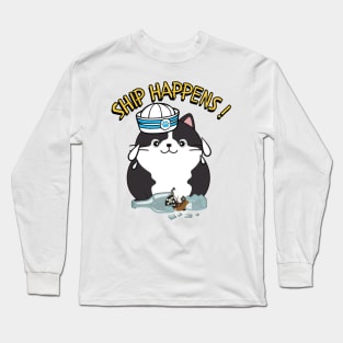 Ship Happens - Funny fat cat Long Sleeve T-Shirt